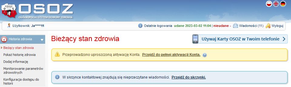 OSOS Przejdź do pełnej aktywacji konta